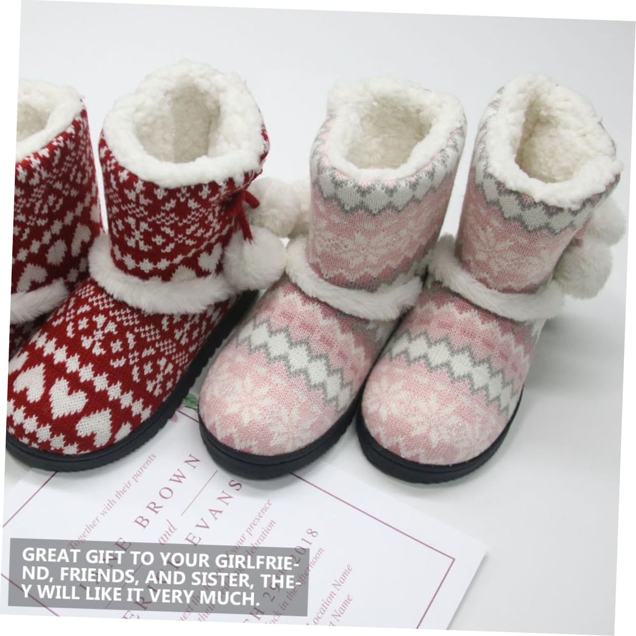 NOLITOY Zapatillas de Casa para Mujer con Gruesa Antideslizante Algodón Cálido Interior de Felpa para Invierno Pantuflas Rosas Cómodas y Resistentes para Uso Interior