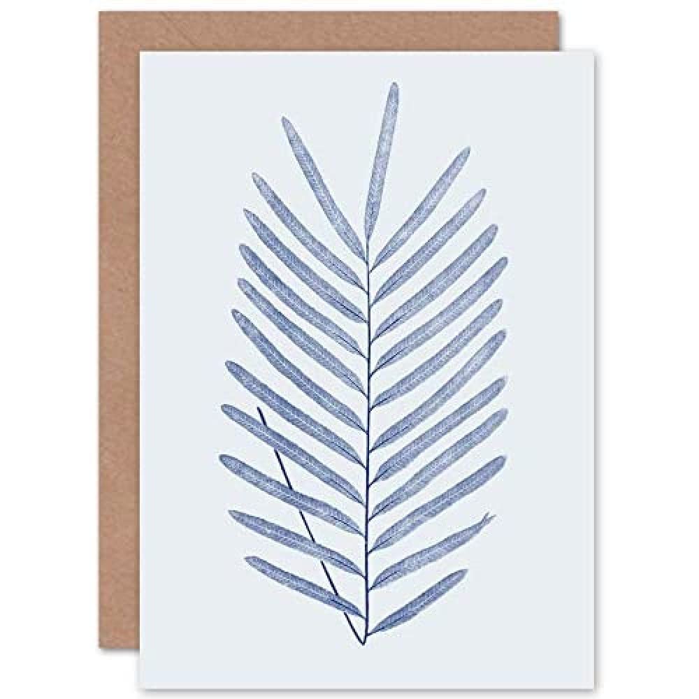 Wee Blue Coo Botanics Cobalt Fern Diversifolium Greeting Card With Envelope Inside Premium Quality