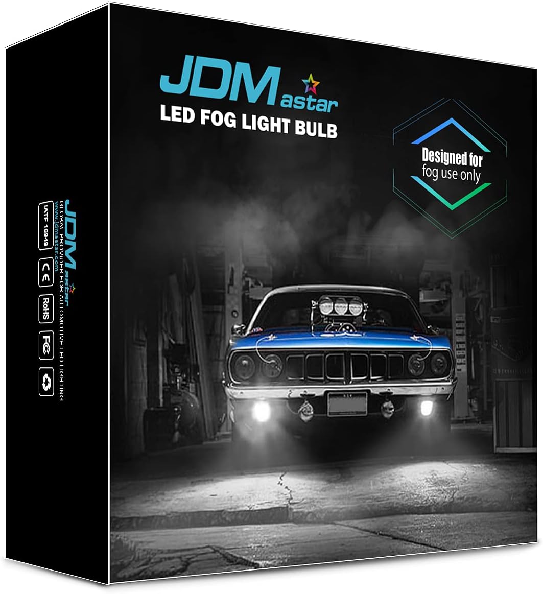 JDM ASTAR High Performance 1:1 Design 2504 White Light Output Up to 100% More Downroad Visibility LED Fog Light Bulbs