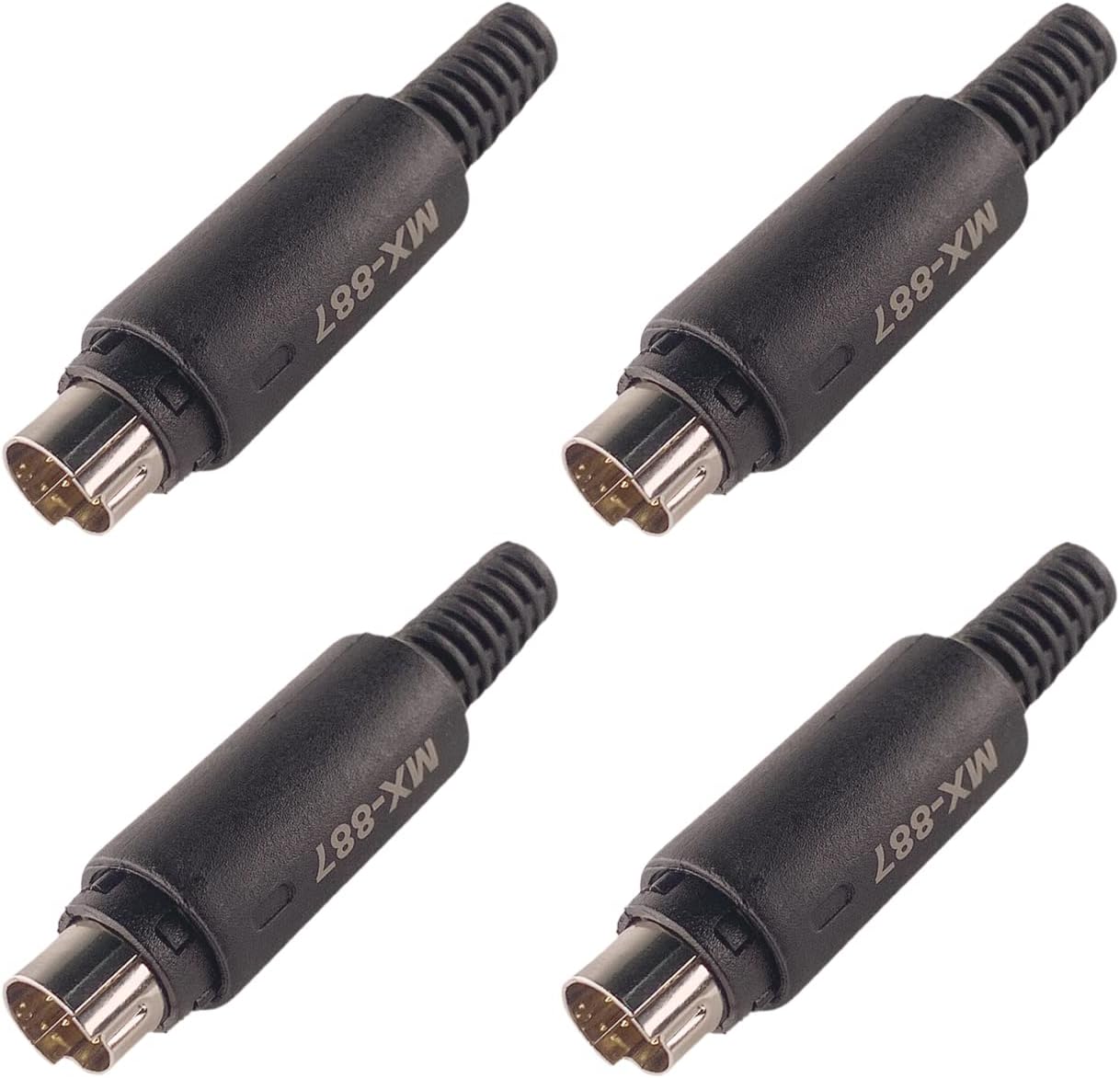 MX 2 Pairs Mini Din Male Connector Black DIN 8 Pin Female + Male Adapter Socket Audio AV Connector_PACKOF4