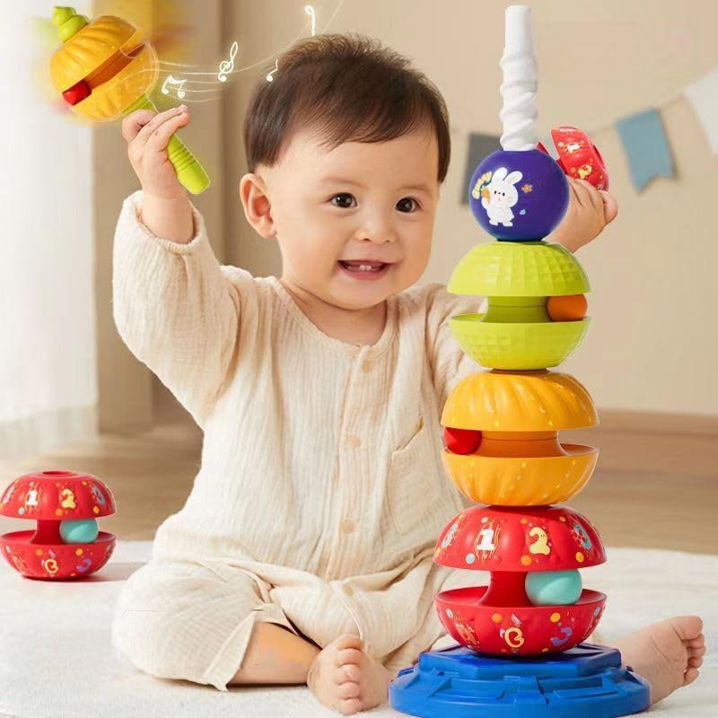 Baby Twirl Spinning Stacking Toy Autism Sensory Learning Spiral Stacker Toy Rainbow Spinning Wheel Montessori Toys for Babies Girl Boy Christmas Birthday Gifts - Image 2