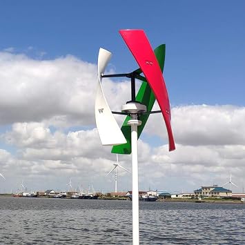 Free Energy 600w Vertical Wind Turbine Generator 3 Blades 12v 24v 48v 300RPM with MPPT Controller for Home Factory Use (12V with Controller, Green)