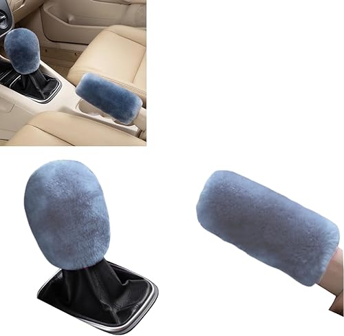 UGSHY 2 unidades de combinación de capó de freno de mano para automóvil, cubierta protectora de felpa cálida anticongelante, accesorio decorativo UGSHY 2 unidades de combinación de capó de freno de mano para automóvil, cubierta protectora de felpa cálida anticongelante, accesorio decorativo