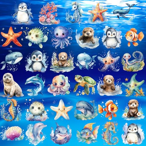 Fancy Land 140Pcs Ocean Animals Temporary Tattoos for Kids Under the Sea Creature Individual Tattoos for Ocean Theme Birthday Party Decoration Favors Baby Shower Supplies Goodie Bag Stuffers - Thumbnail 2