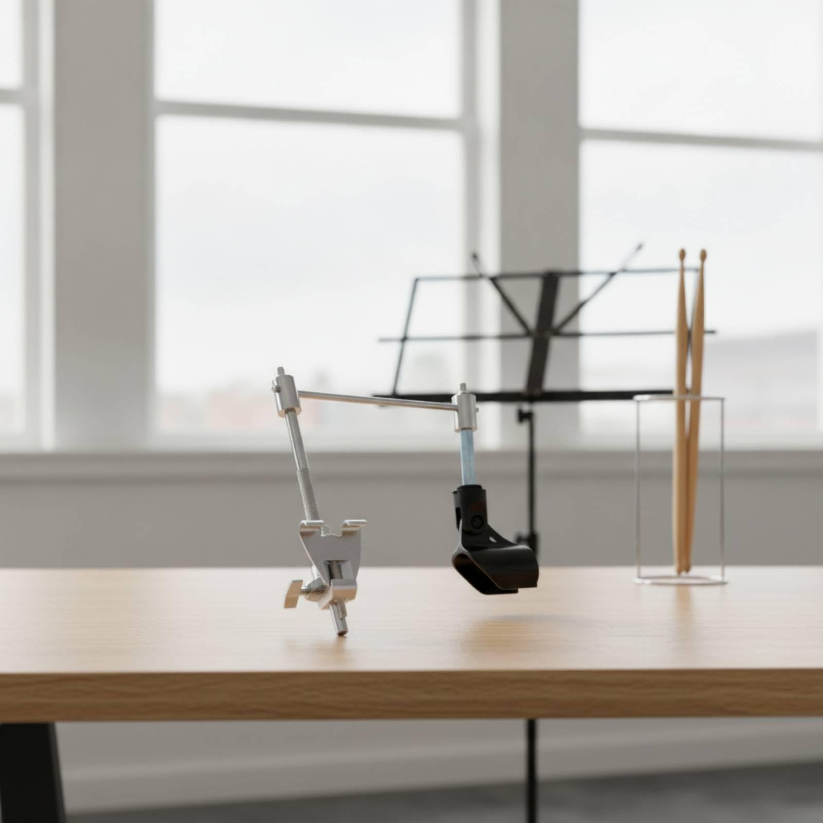 Soporte para Micrófono de Bombo con Abrazadera de Tambor Montaje Estable Brazo Regulable y Travesaño Sujeción Segura para Micrófono Material Aleación