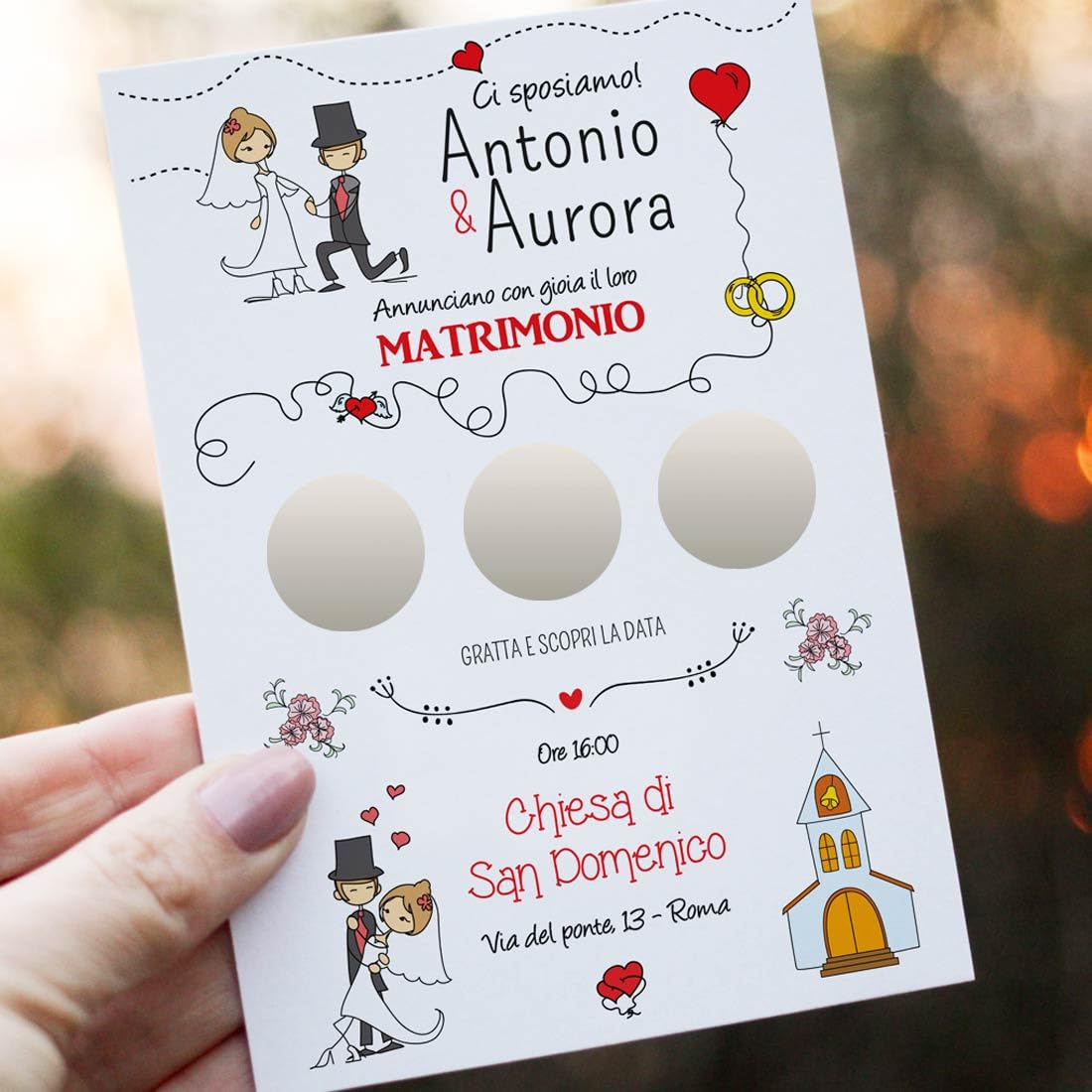 Partecipazioni Matrimonio Gratta e scopri la Data “Wedding Sky” - Set completi da 25-50 -100 (50)