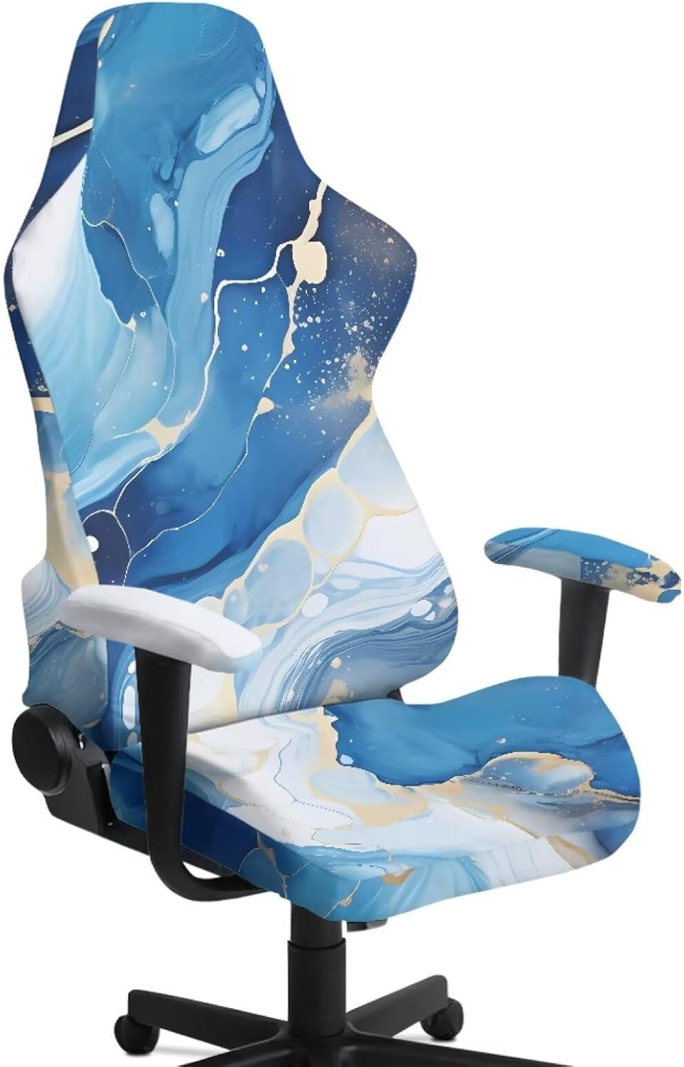 Blue Marble Gaming Chair Covers with Armrest Breathable Ergonomic Office Chair Cover Stretch Office Computer Game Chair Slipcovers for Dogs Cats Pets