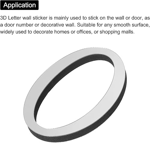 Miniatura 4 de PATIKIL Adhesivos de pared de acrílico 3D con letras O, autoadhesivas, para decoración del hogar, letrero artístico, para bricolaje, decoración del