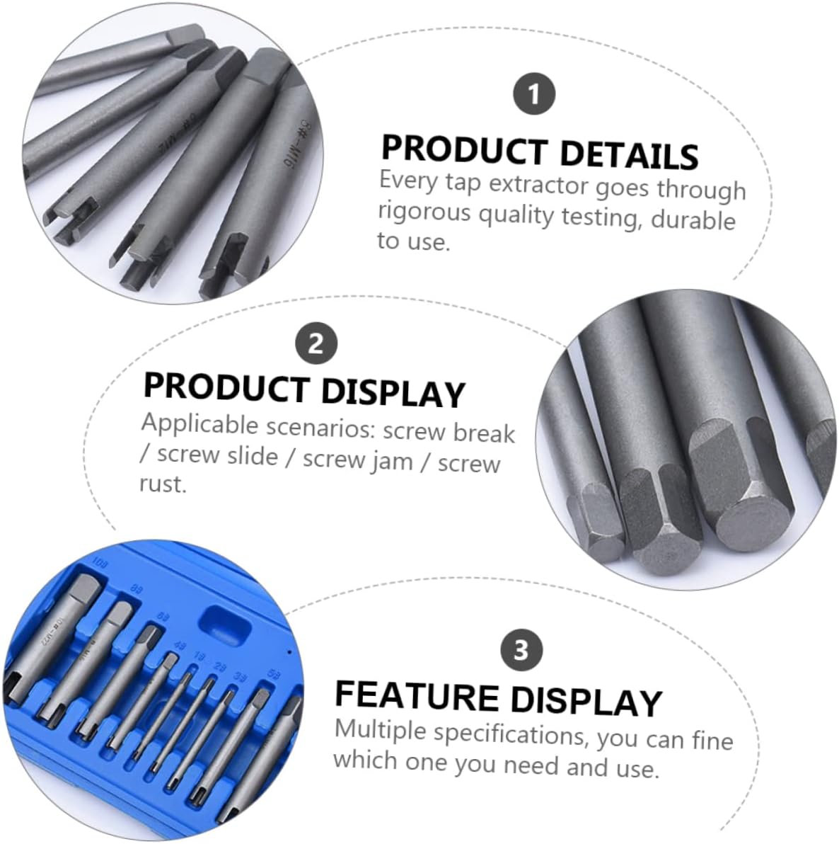 10 Pcs Durable Alloy Screw Extractor Kit Versatile Tool for Removing Stripped Broken Screws Easy Maintenance Resistant Design for Home Repairs Heavy Duty Use