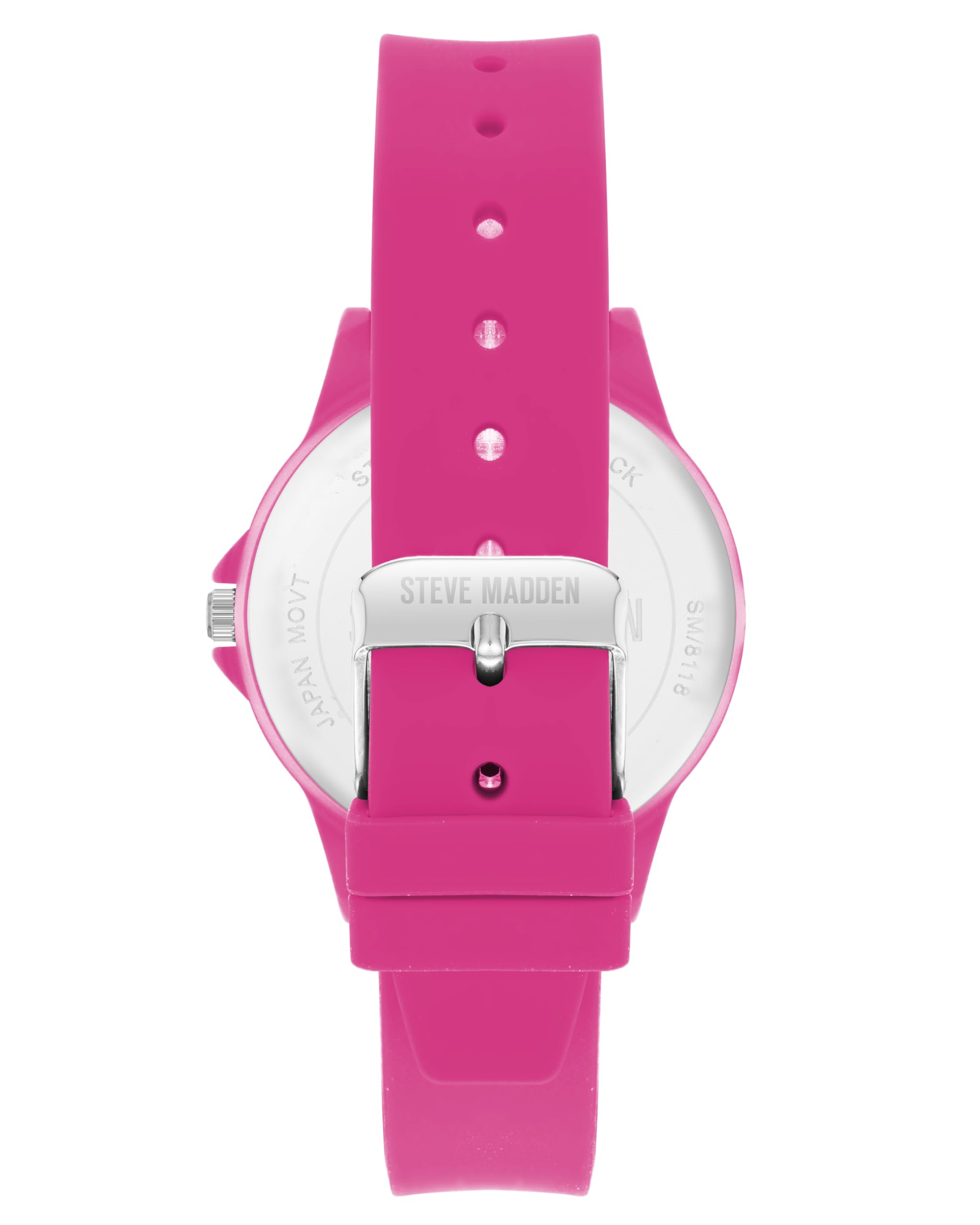 Steve Madden Orologio da donna con cinturino in silicone con cristalli autentici