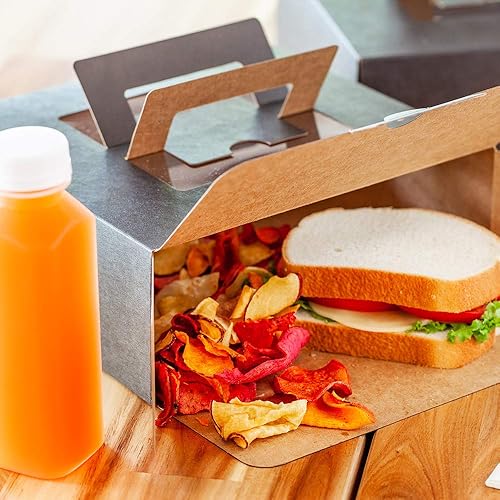 Miniatura 3 de Restaurantware -Cater Tek - Caja cuadrada de papel negro para tarta/almuerzo - con asa emergente, ventana - 9 x 9 x 3 1/2 pulgadas - Caja de 50