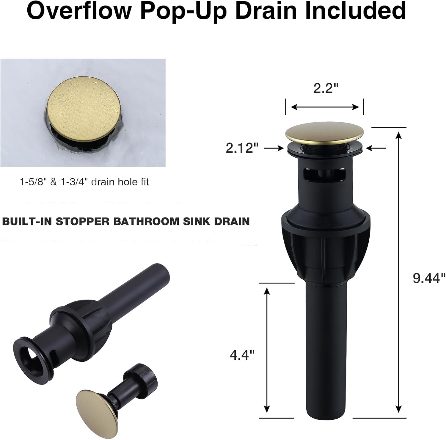 TRUSTMI 8 Inch Widespread Brushed Gold Bathroom Faucet 3 Hole Solid Brass Bathroom Vanity Sink Faucet with Overflow Pop-Up Drain Assembly and cUPC Water Supply Lines - Image 7