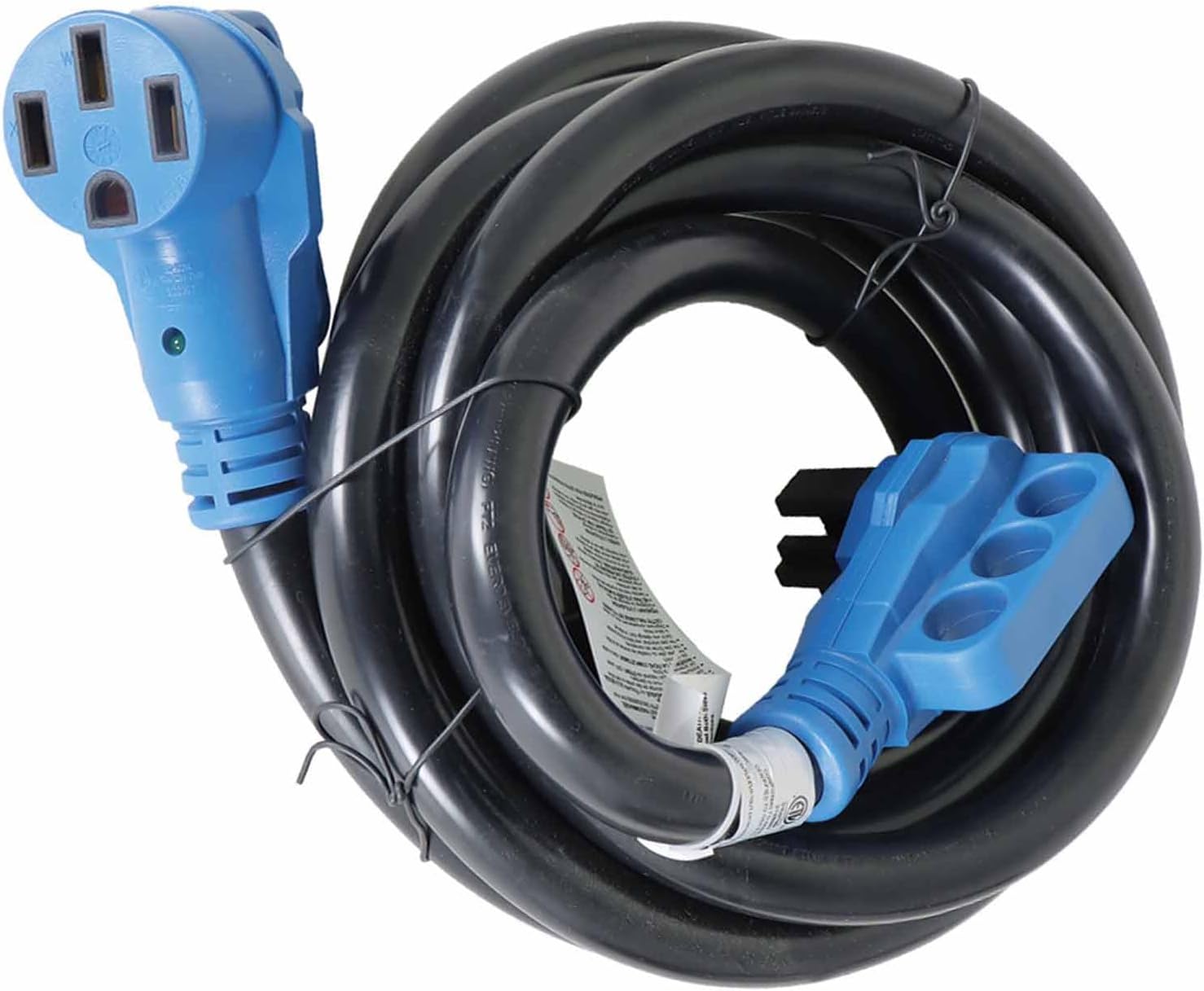 labwork 15Ft 50Amp RV Power Cord STW Cord with LED Power Indicator and Cord Organizer Green ETL Listed