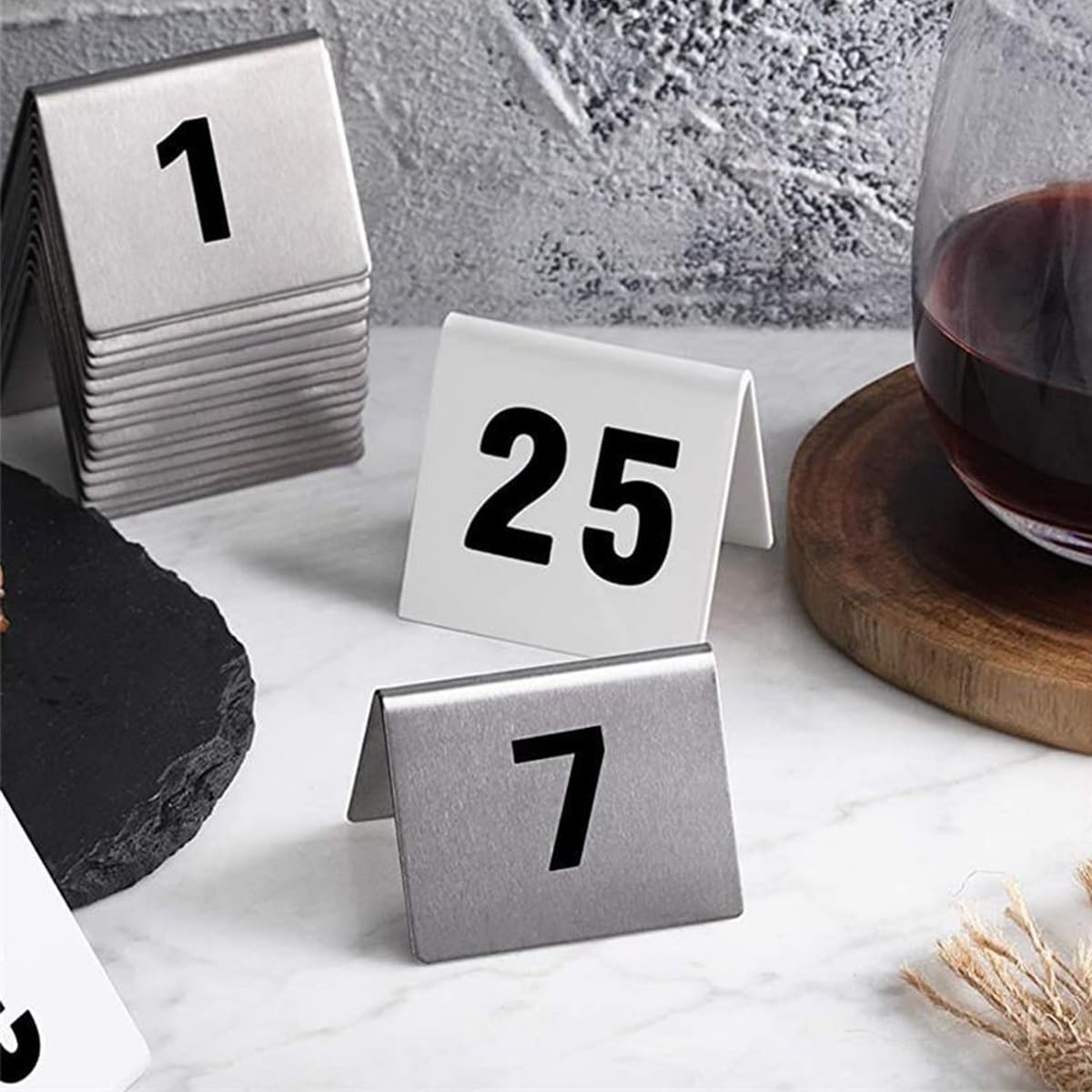 Numer seryjny restauracji, Numery stołów dwustronne w stylu namiotu ze stali nierdzewnej, różne rozmiary(1-10)