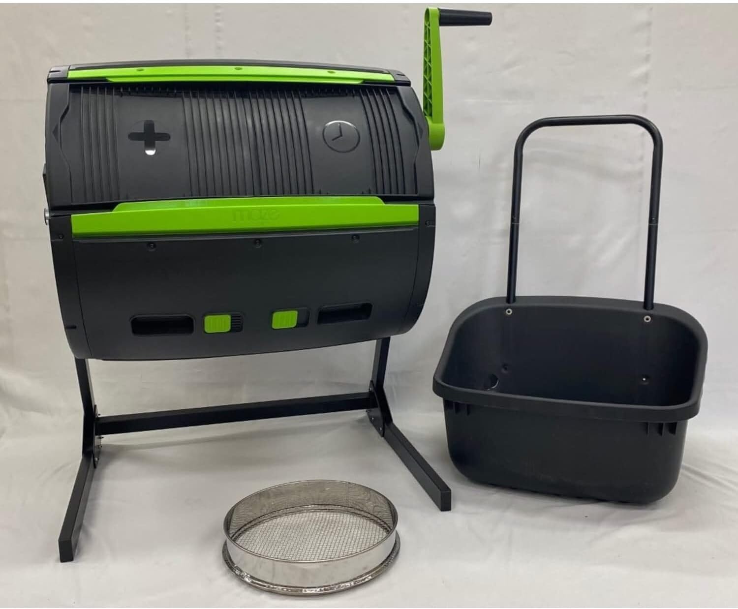 HomeStock 65 Gallon Composter Tumbler with Cart & Sifter - Outdoor Compost Bin for Garden
