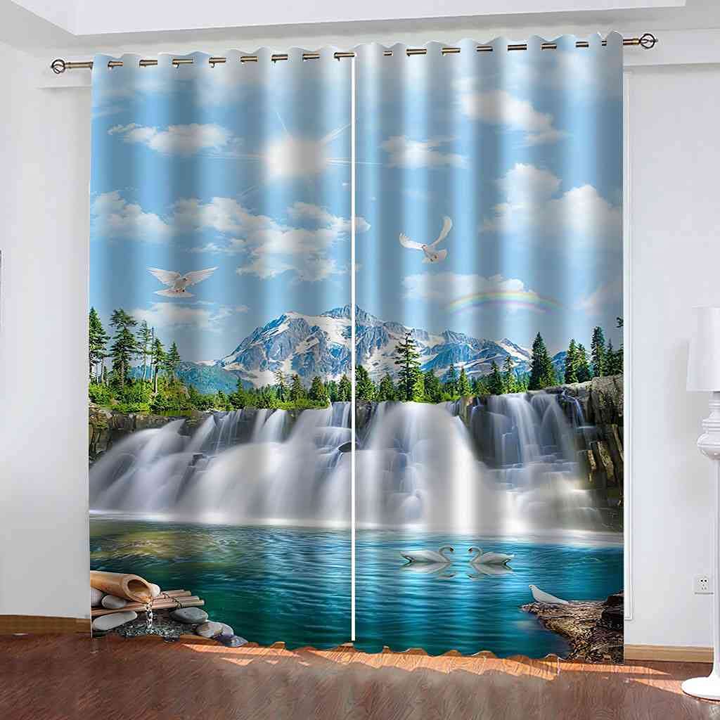 Rideaux occultants cascade 3D 140x160cm lot de 2 isolants thermiques et phoniques