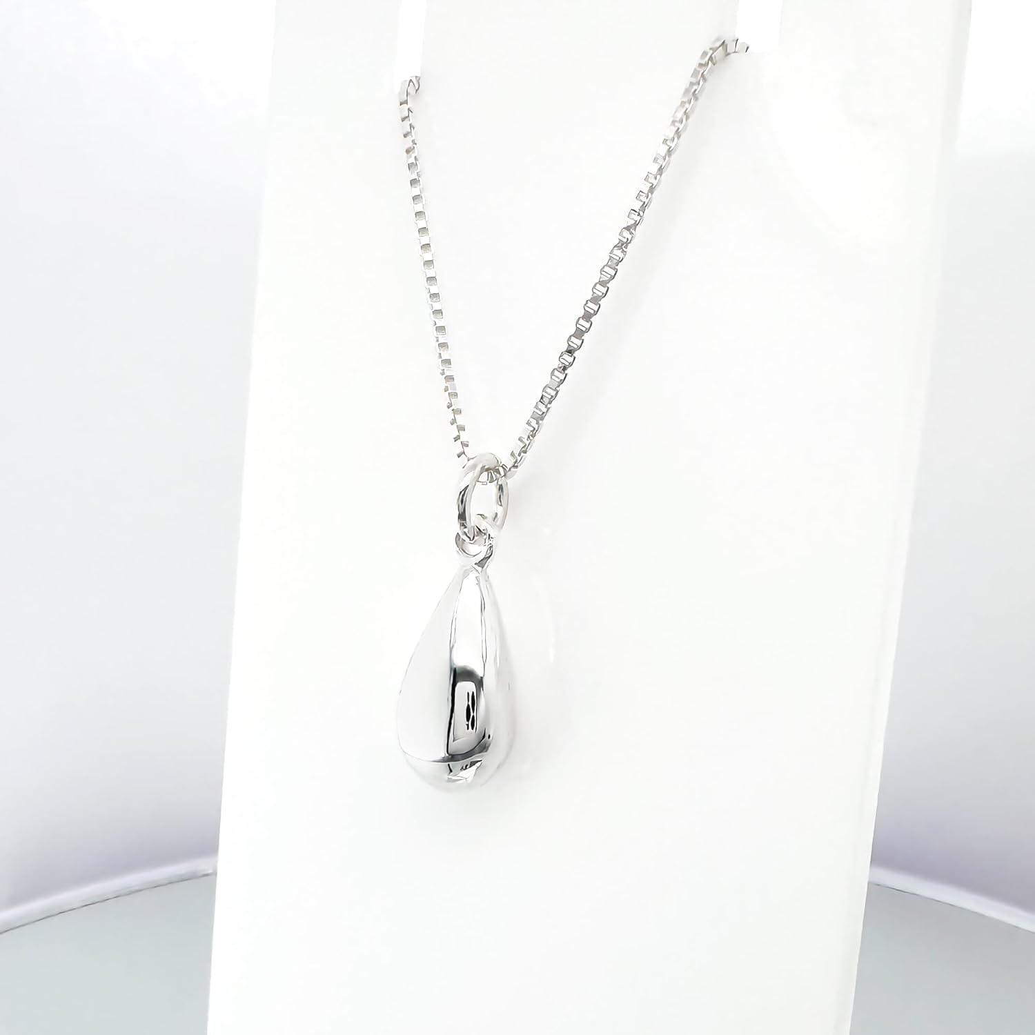 Tiny Sterling Silver High Polish Teardrop Pendant Necklace for Women Teen GIrls Casual Minimalist Layering Necklace for Everyday Wear Necklace Gift for Her