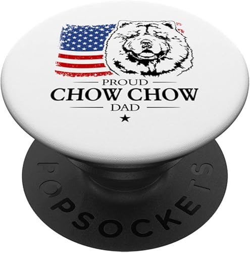 Miniatura 1 de Proud Chow Chow Dad American Flag patriotic dog PopSockets Swappable PopGrip