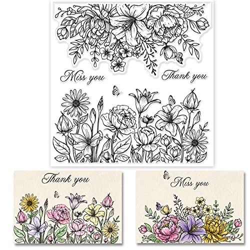 GLOBLELAND Silikon Stempel Blumen Hintergrund 15x15cm Silikonstempel Hochzeitskarten Stempel Danke Clear Stamps für für Kartenherstellung DIY Geschenk Scrapbooking GLOBLELAND Silikon Stempel Blumen Hintergrund 15x15cm Silikonstempel Hochzeitskarten Stempel Danke Clear Stamps für für Kartenherstellung DIY Geschenk Scrapbooking