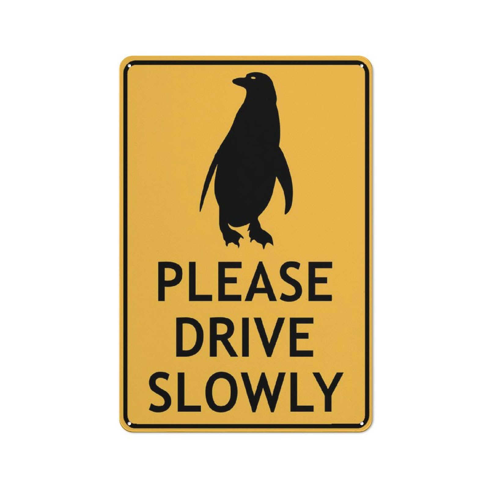 Penguin Please Drive Slowly Sign 8X12 Inch Rust Free Aluminum Easy To Read & Sturdy Keep Out Outdoor Metal Signs For Home Farm Yard