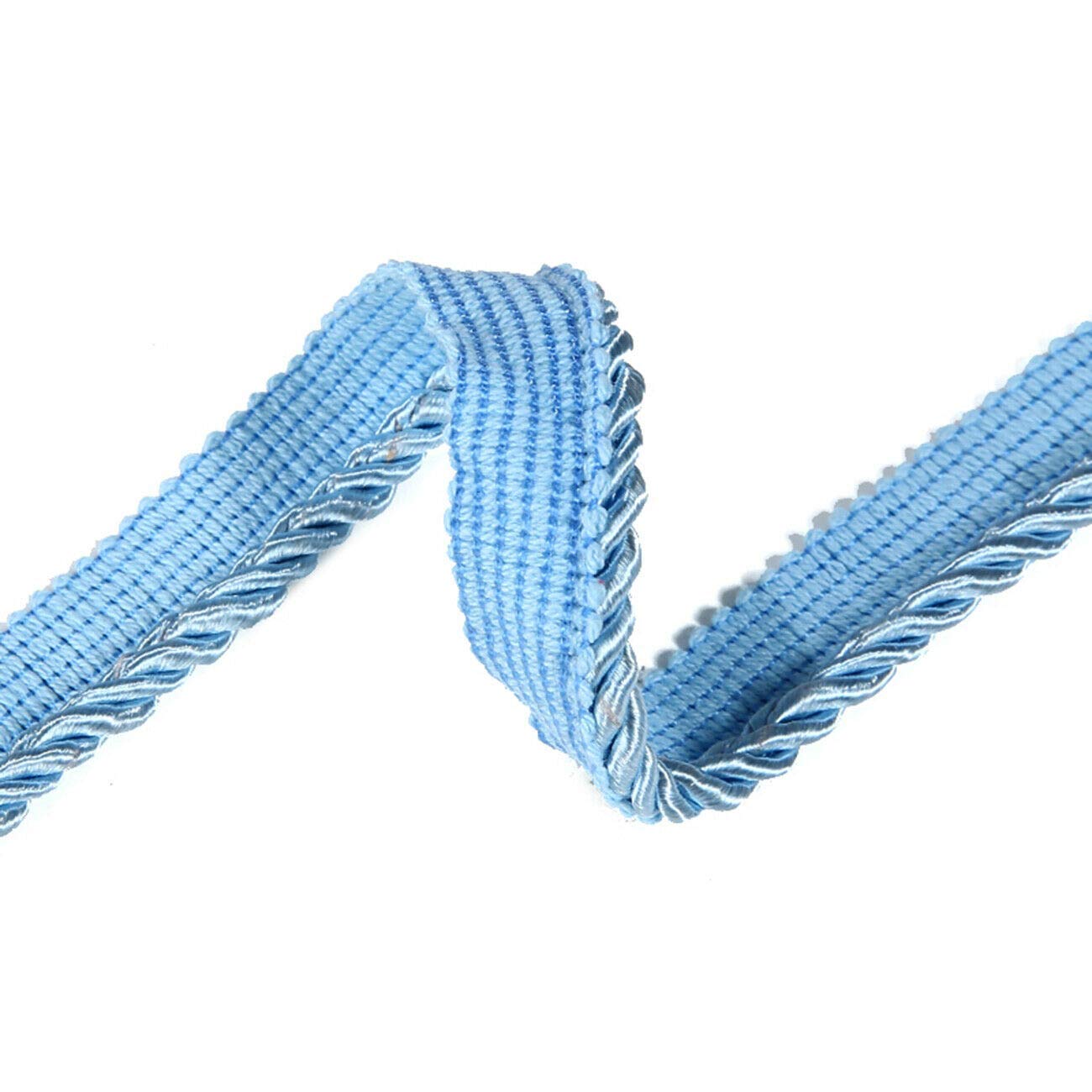 6mm Silky Barley Twist Cord Rope Braid 3 Ply & Matching 16mm Flanged Insertion Piping Furnishing Upholstery Crafts Trimming,36 Colors. High Strength, Neotrims. 10 Yards, Dusky Light Blue (Piping)