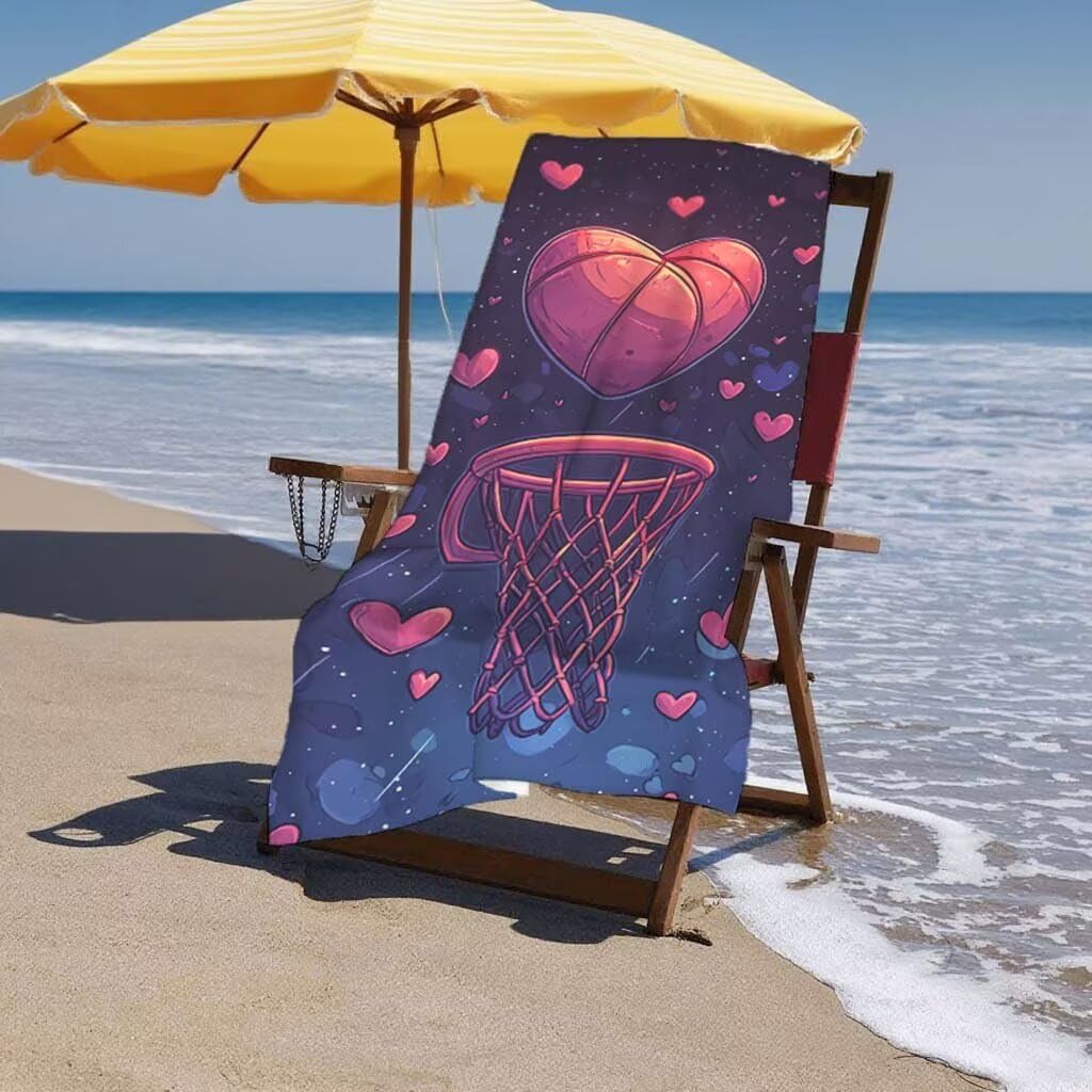 Telo Mare XXL 220x100cm/35x70cm, 2 Set Telo Mare Microfibra Amore Asciugamano Palestra Uomo, Antisabbia, Leggero, Asciugatura Rapida, Teli da Spiaggia Grandi Accessori per Camping Natation Yoga E-3