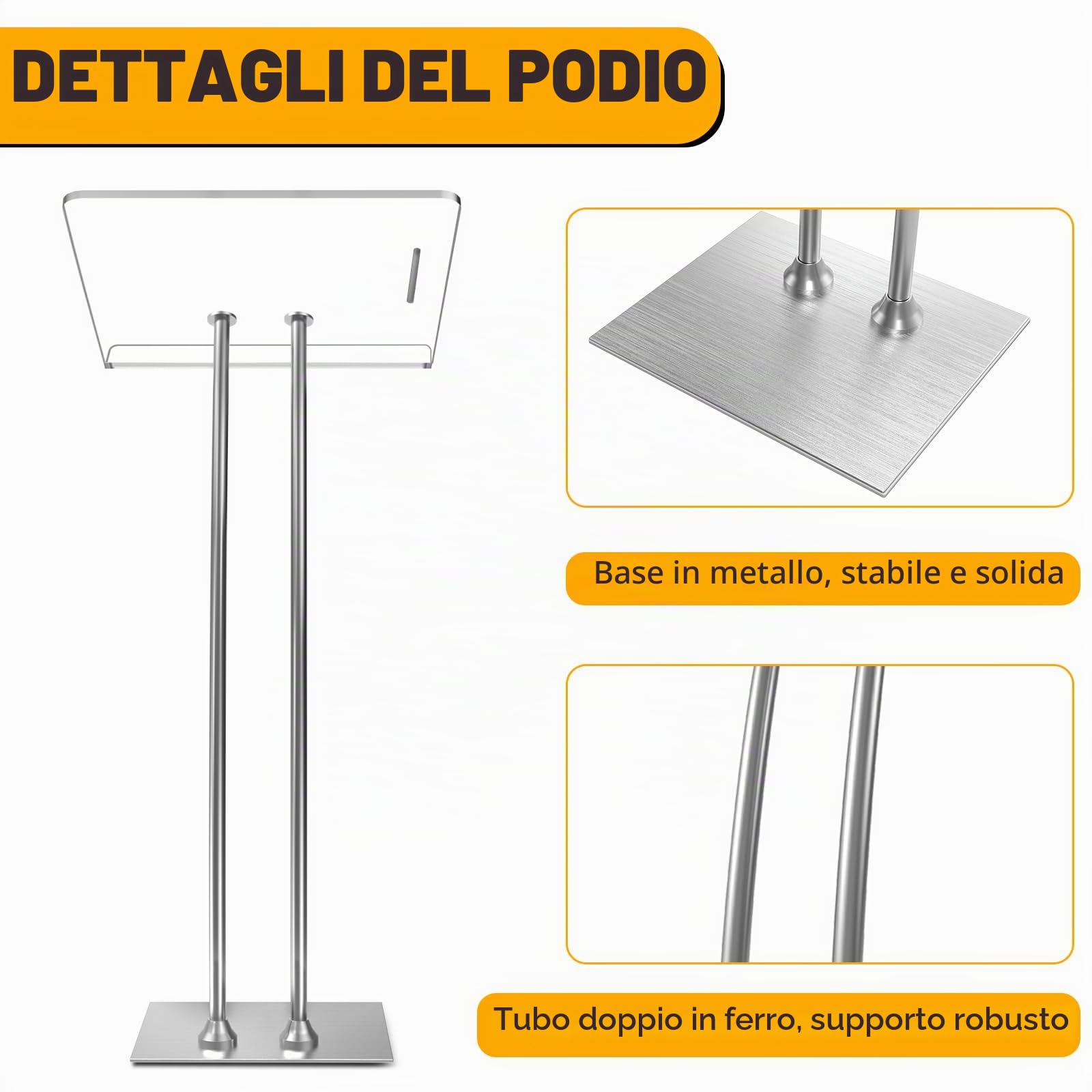 Afitdon Podio Acrilico con Fondo Stabile e Fessura per Penne, Chiesa pulpito con Piattaforma di Lettura in Acrilico Spesso 10 mm, Supporto per podio per Chiesa, conferenza, Matrimonio, Aula