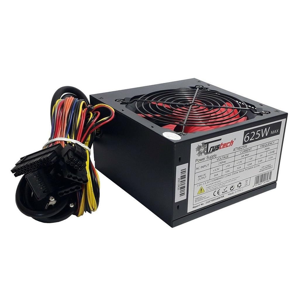 Trade Shop - Alimentatore per Pc Desktop 625 W ATX 20/24 Pin 8 Connettori Ventola 12cm