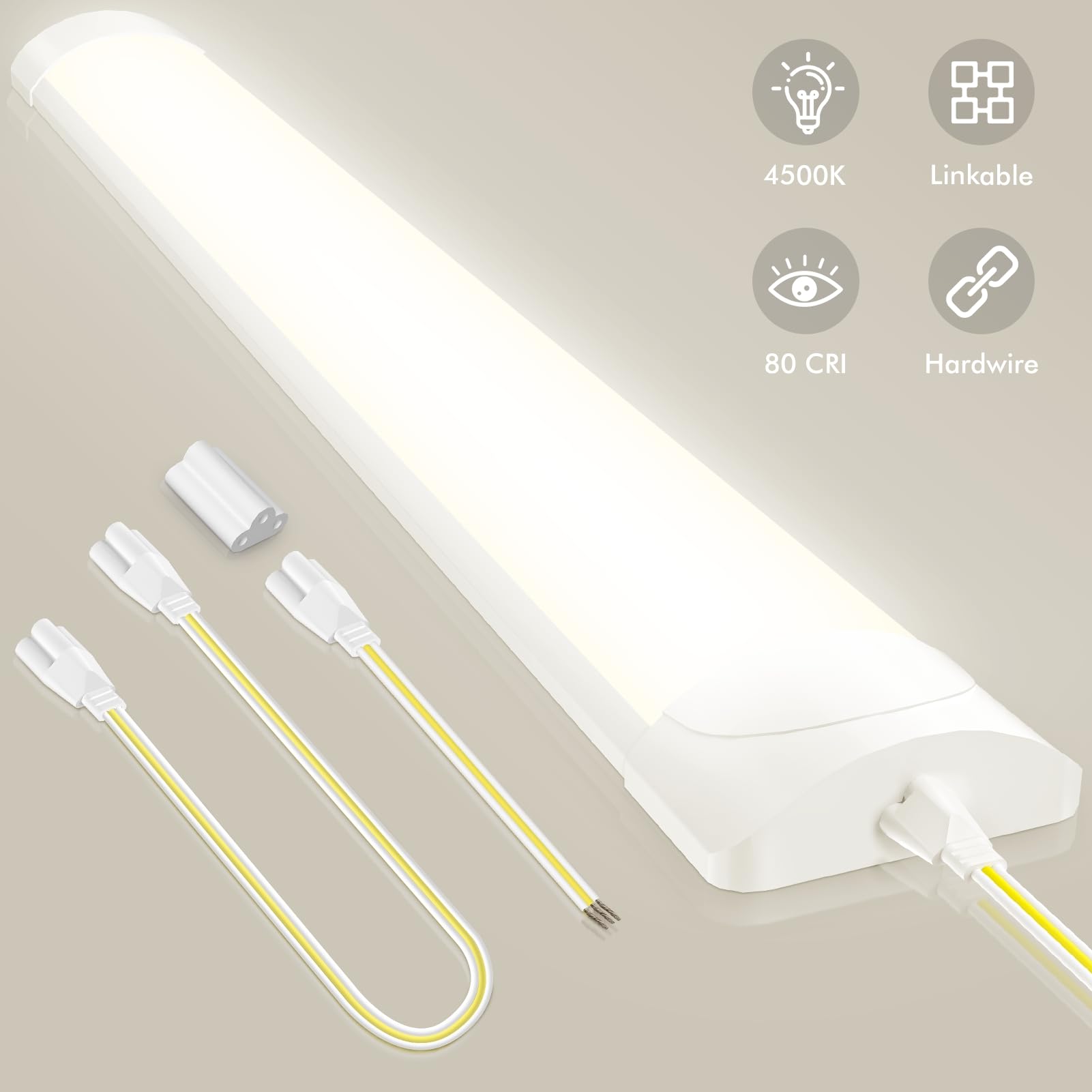 LED Feuchtraumleuchte 115CM Werkstattlampe | 40W 4800LM Verknüpfbar LED Werkstatt Deckenleuchte Röhre Licht, IP54 Wasserdicht 4500K Neutralweiß Neonröhre für Wohnzimmer Büro Garage Keller,2er