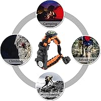 Vista 13 de Brazalete de paracord de supervivencia 20 en 1, kit de equipo ajustable con luz LED SOS, arrancador de fuego, brújula más grande, silbato