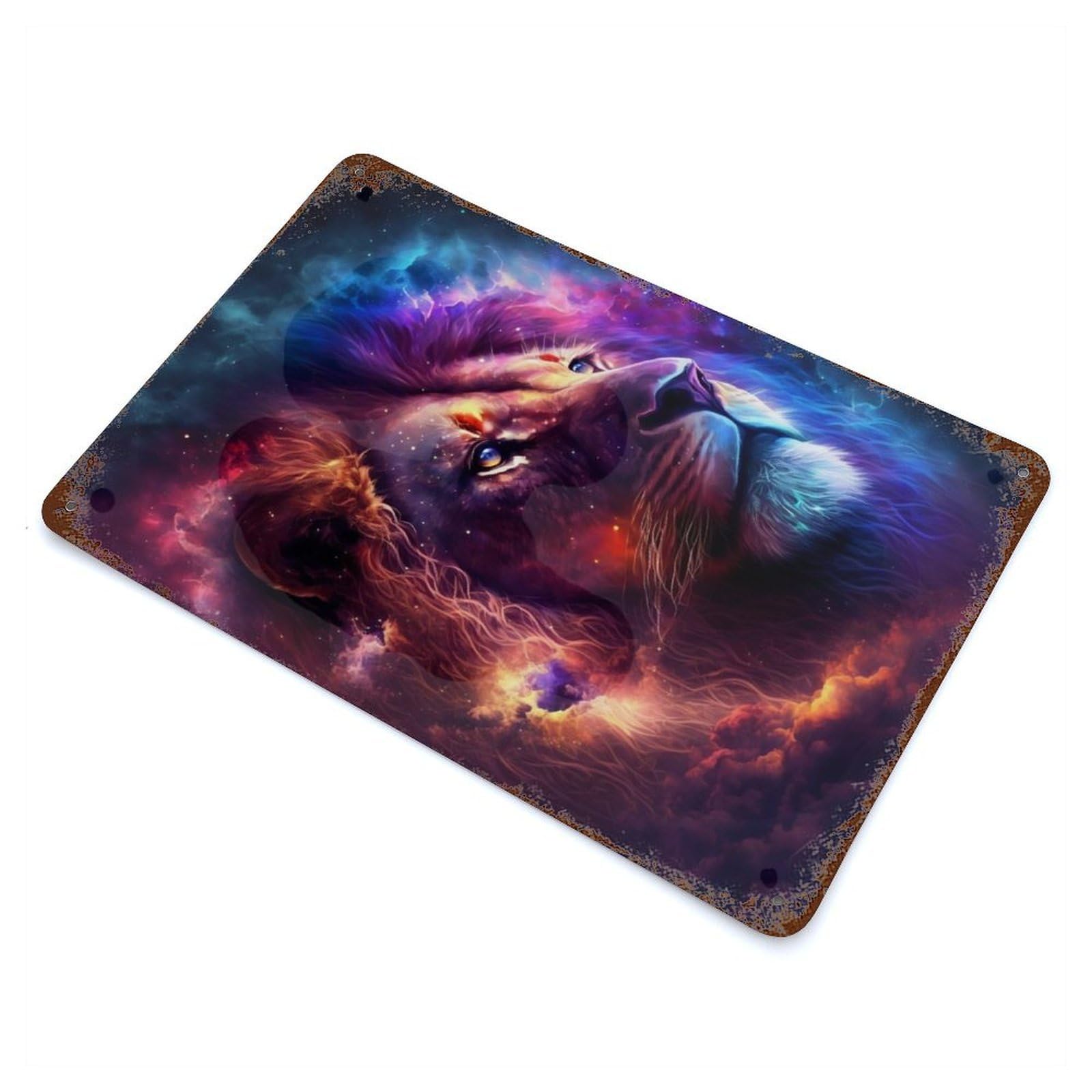 Star Lion Rustic Tin Plaque 11.8"x7.9", for Shed, Workshop And Garage Wall Decor, Farmhouse Wall Decor