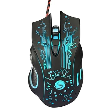 CEMIRA Wired USB Gaming Mouse, Led Backlit, 6 Button, 7 Color Breathing Lights, High Ergonomic Mouse, Durable ABS Body for Computer PC & Laptop,Braided Cable (Black)