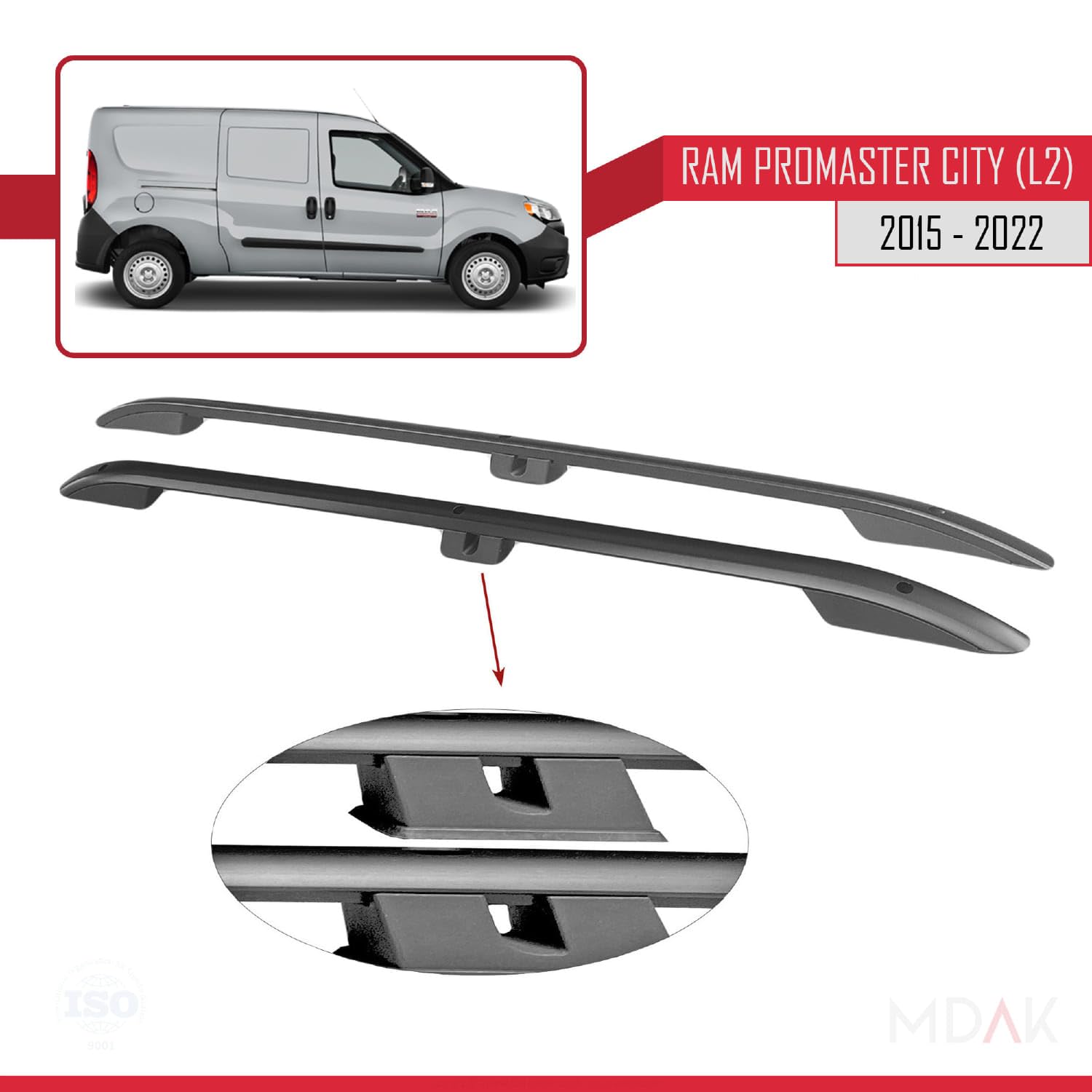 MDAK Kompatibel mit FIAT Doblo Maxi 2000-2009 (Langer Radstand L2/H1) Dachreling Dachträger Gepäckträger Schwarz