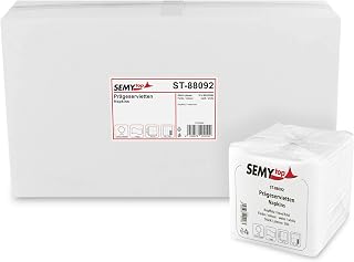 Semy top goffrato Serviettes 1-ply bianco brillante 33 x 33 cm con 1/8 fold (10...