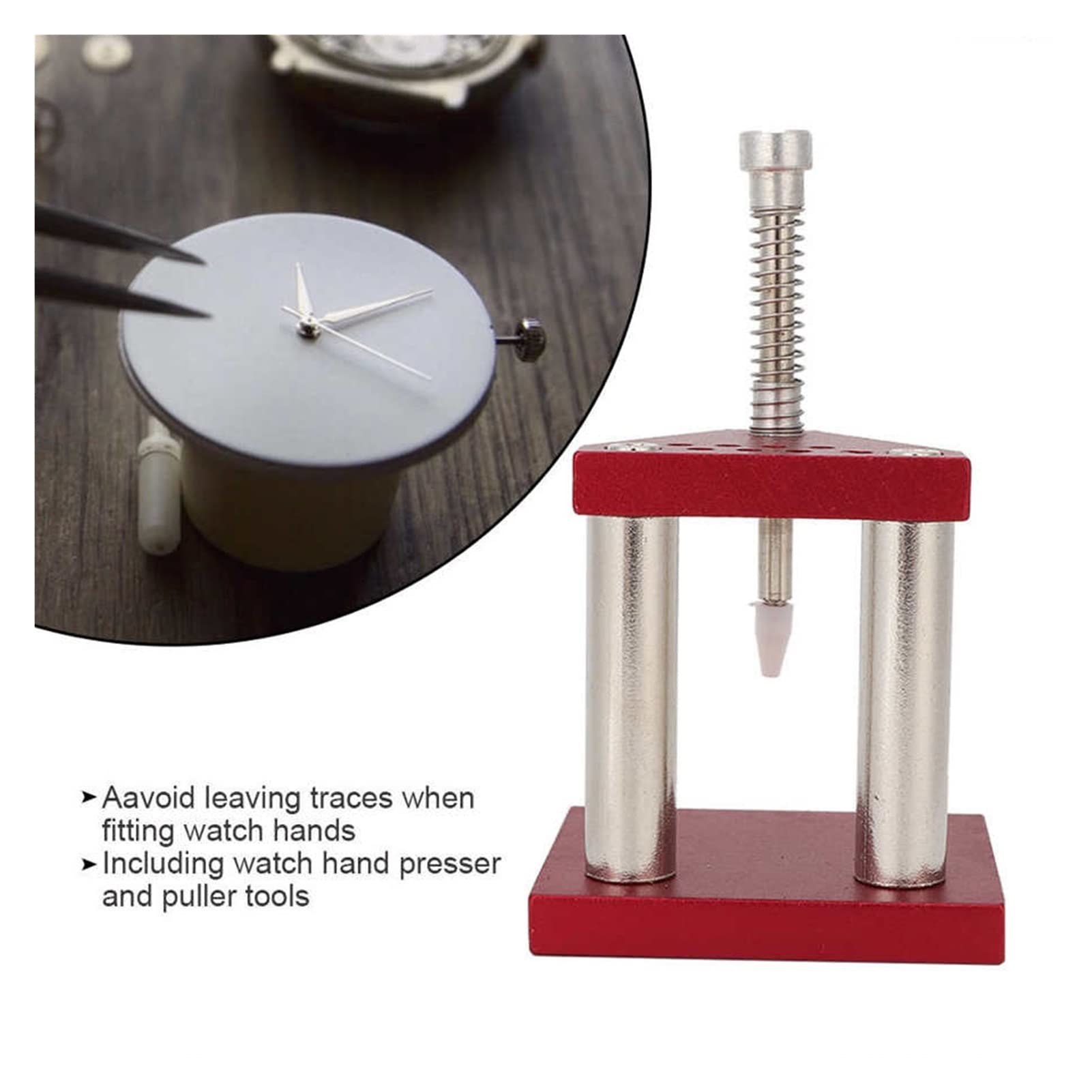 Extractor de émbolo Manual para Reloj, Extractor de émbolo, Elevador de presión, Juego de Extractor de émbolo con 6 Matrices, Herramienta de reparación de Relojes para relojero, Kit de he(