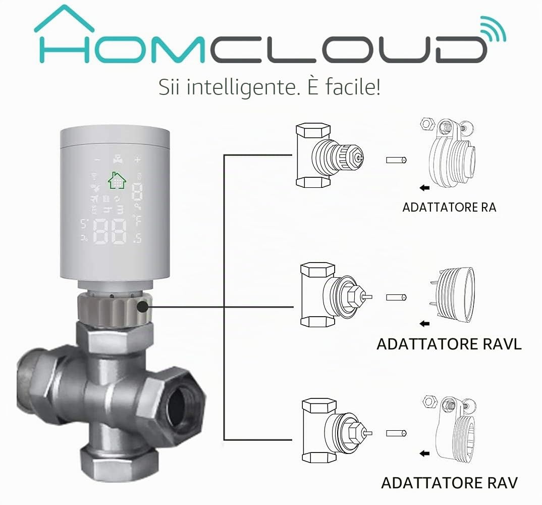 Confezione da 4 di Valvola termostatica digitale Smart per Radiatori, funziona con Zigbee, controllo da APP, Alexa o Google