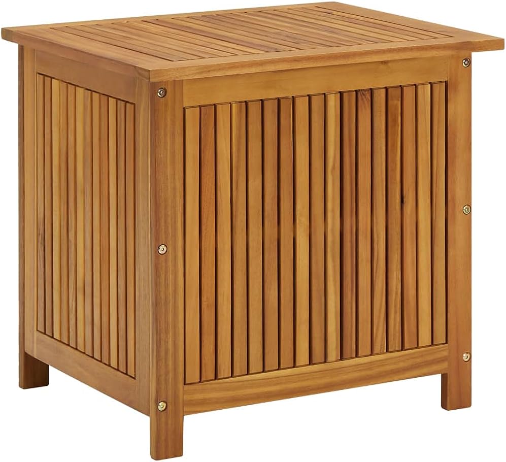 Canditree Outdoor Wooden Deck Box, Solid Acacia Wood Storage Box