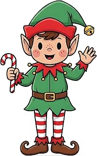 Elf Christmas Life Size Cardboard Cutout Standup 1FT Xmas Standee Party Photo Prop, Indoor & Outdoor Holiday Decor, Coroplast, 1 Piece