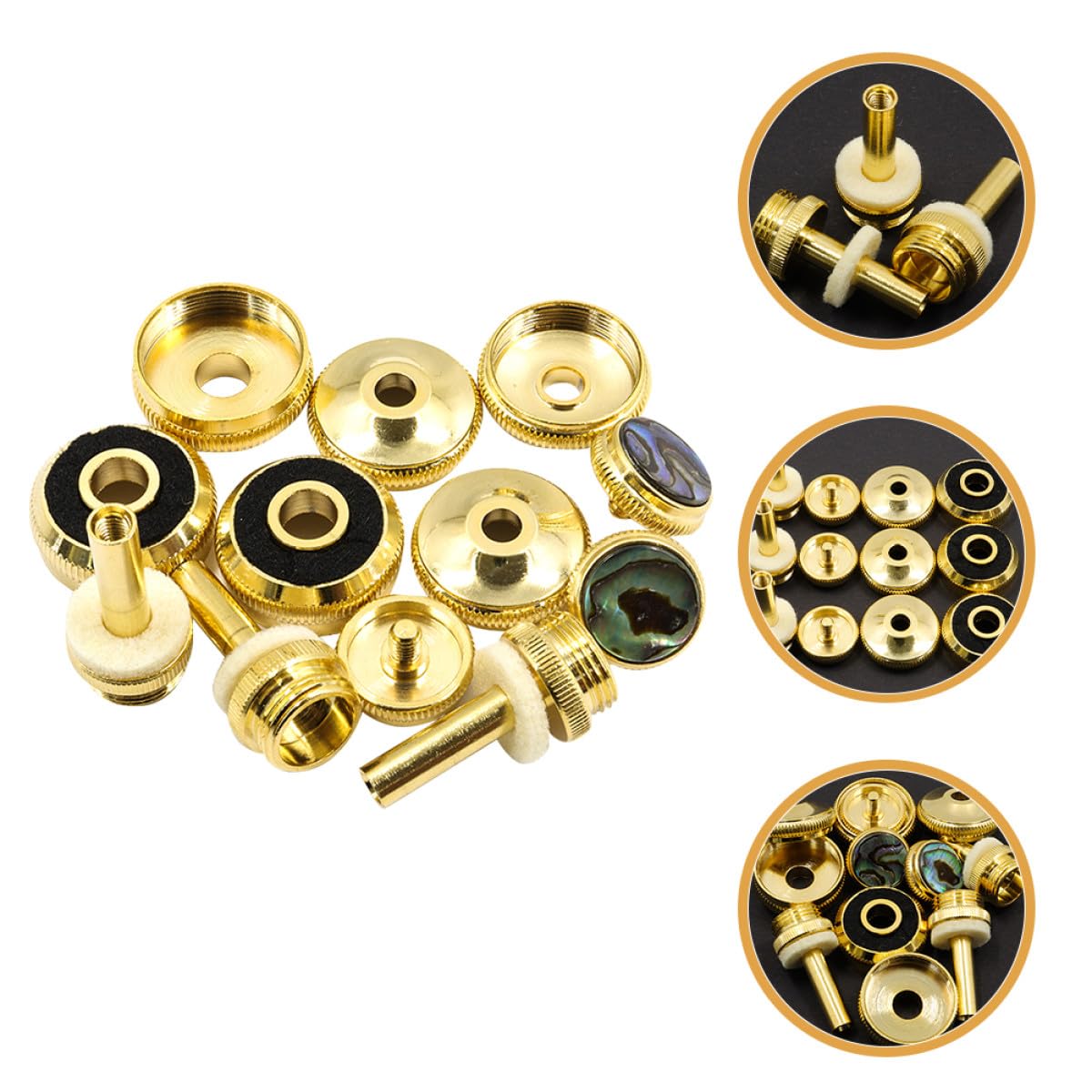 BETOOKY Set de Accesorios para Trompeta Dorados de Metal Botones de Pistón a Presión para Mejorar la Fluidez y Precisión Ejecución Musical