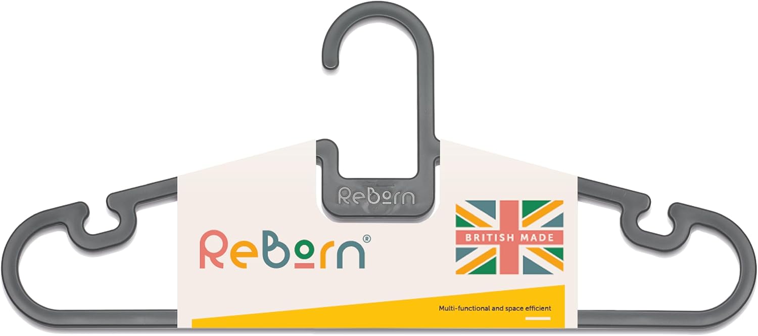 ReBorn Recycled Coat Hangers Pack of 5 Wardrobe Clothes Non Slip Made in UK