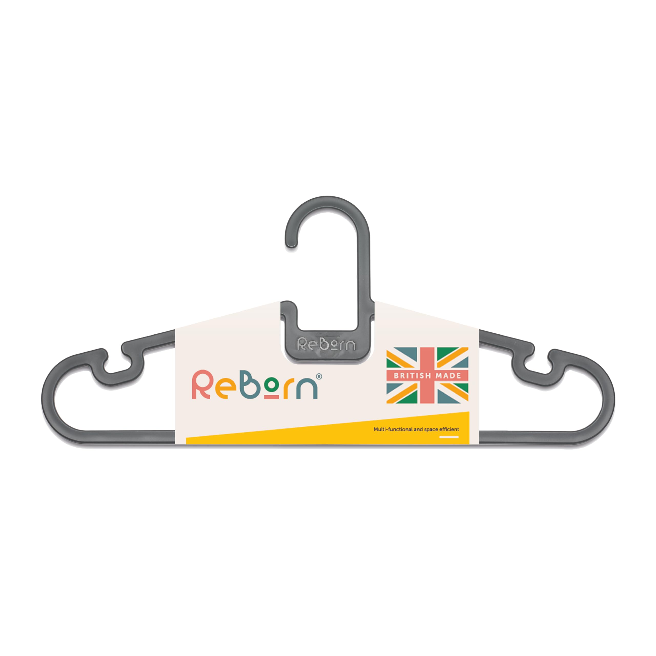 Reborn Dark Grey Recycled Coat Hangers Pack Of 5 Wardrobe Clothes Non Slip Made In Uk
