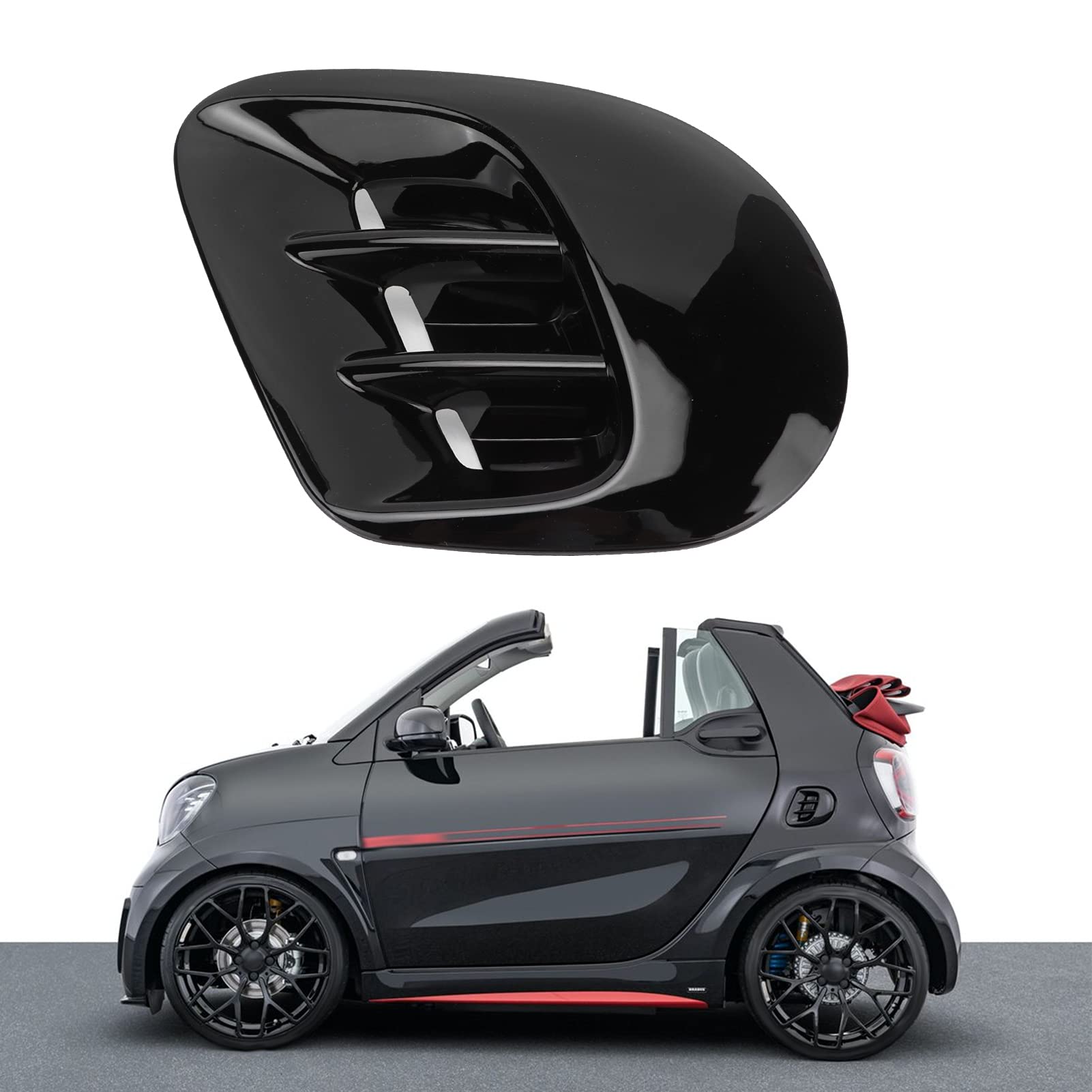 Copertura per Presa D'aria Laterale Parafango Posteriore Sostituzione Elegante per Smart Fortwo 453 2015‑2021 Fibra di Carbonio per Styling Esterno Auto (Nero lucido)