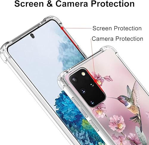 Miniatura 3 de OOK Funda transparente compatible con Samsung Galaxy S20 Plus, colibrí rosa, flexible, TPU a prueba de golpes, antiarañazos, funda transparente para