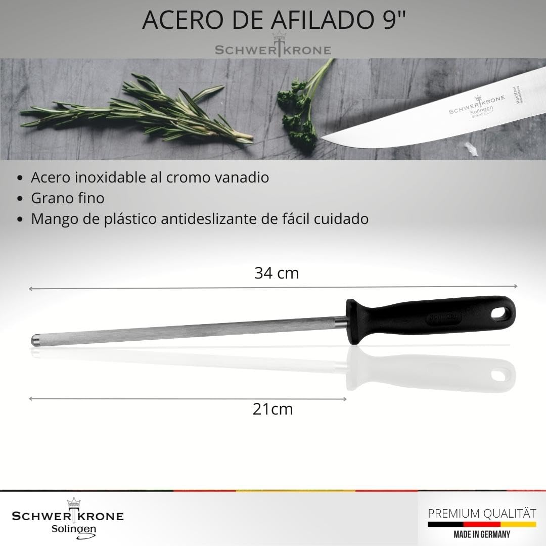 Afilador para cuchillo de Solingen – 34 cm/De Cromo Vanadio Acero Inoxidable//cuchillo afilador Negro
