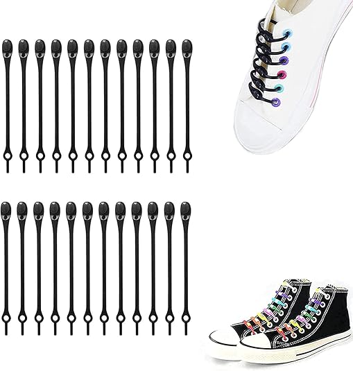 24PCS Lazy Elastic Shoelaces, TyingFree Laces, Durable Silicone Round