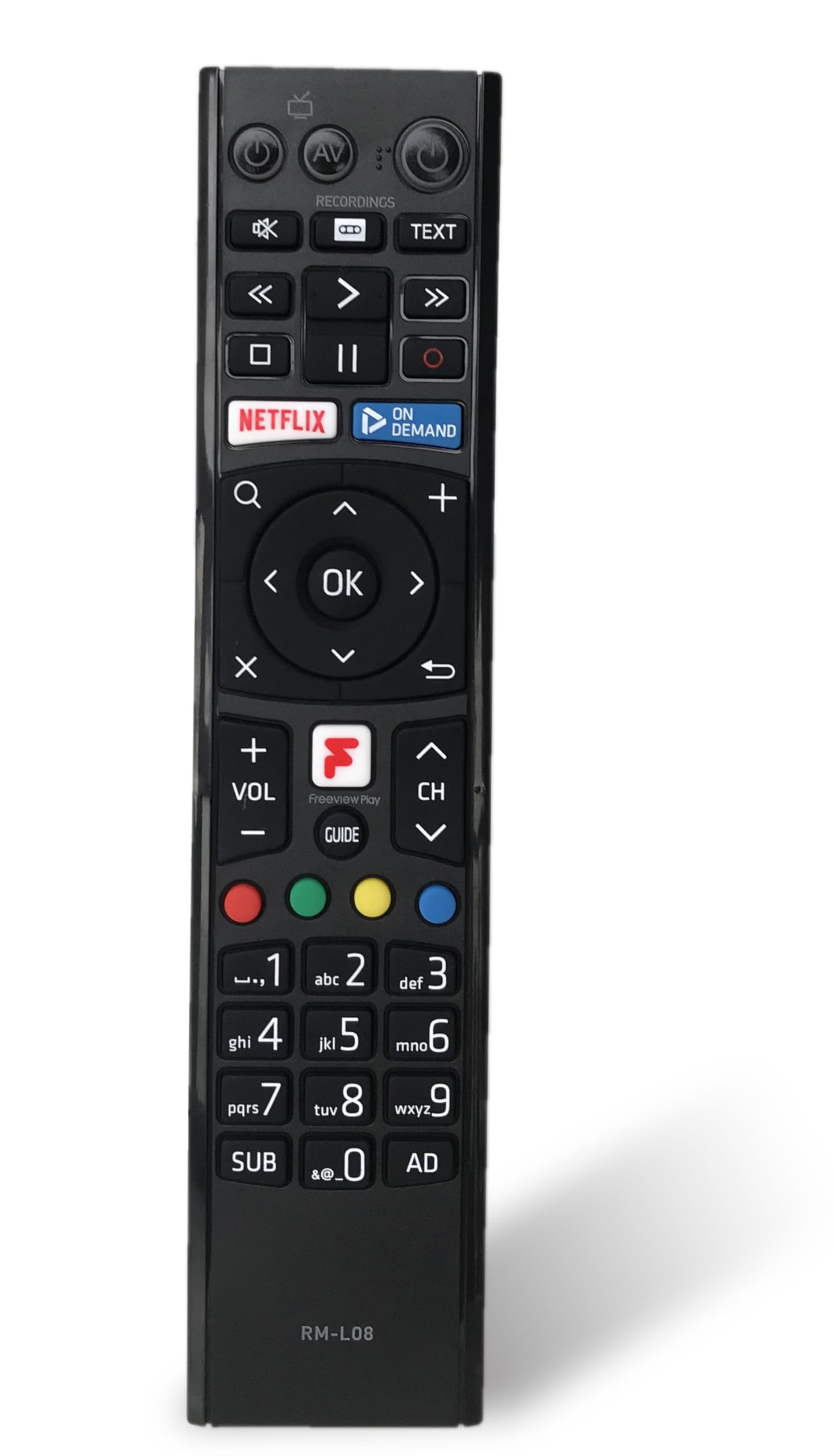 Replacement Remote Control RM-L08 for Humax FVP-4000T FVP-5000T FVP-5000 Freeview Play HD TV Recorder, Black