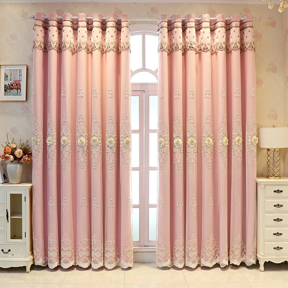 Rideau occultant double couche et voile dentelle thermique pour chambre