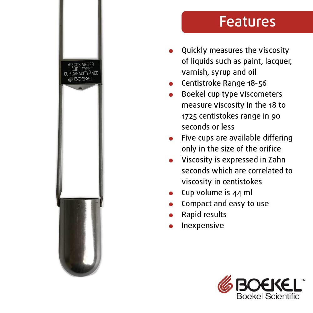 Boekel 27134001 Zahn Cup Viscometer, #1 Cup, 44ml Cup Volume