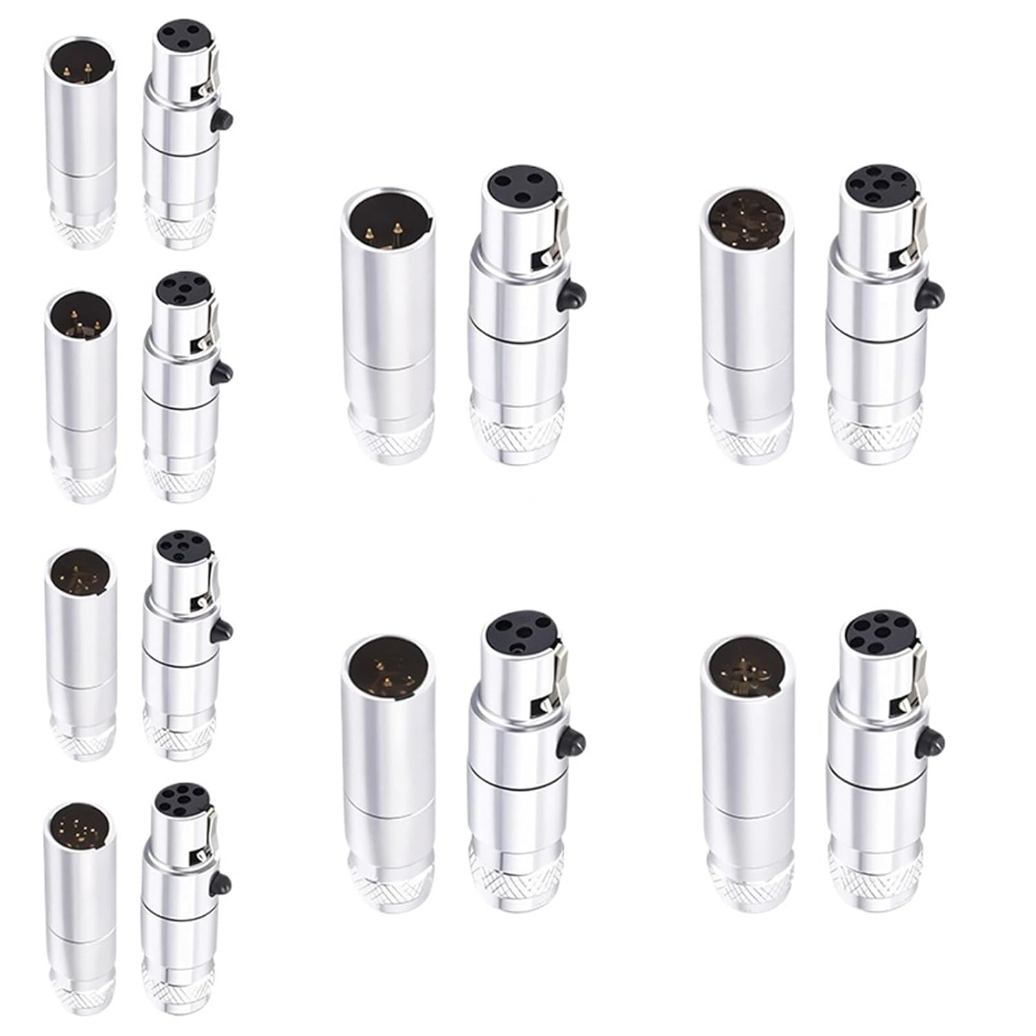 5pcs Mini XLR 3/4/5/6 Pins Female Male Small XLR Audio Microphone Connector MIC for Cable Soldering Straight(Male Plug,20PCS_4P)