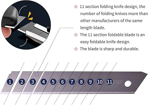 Miniatura 3 de Cuchillas de repuesto de cuchillo utilitario de 0.709 in, cuchillas de acero SK4 a presión de 60 grados para cuchillos de corte retráctiles, hobby,